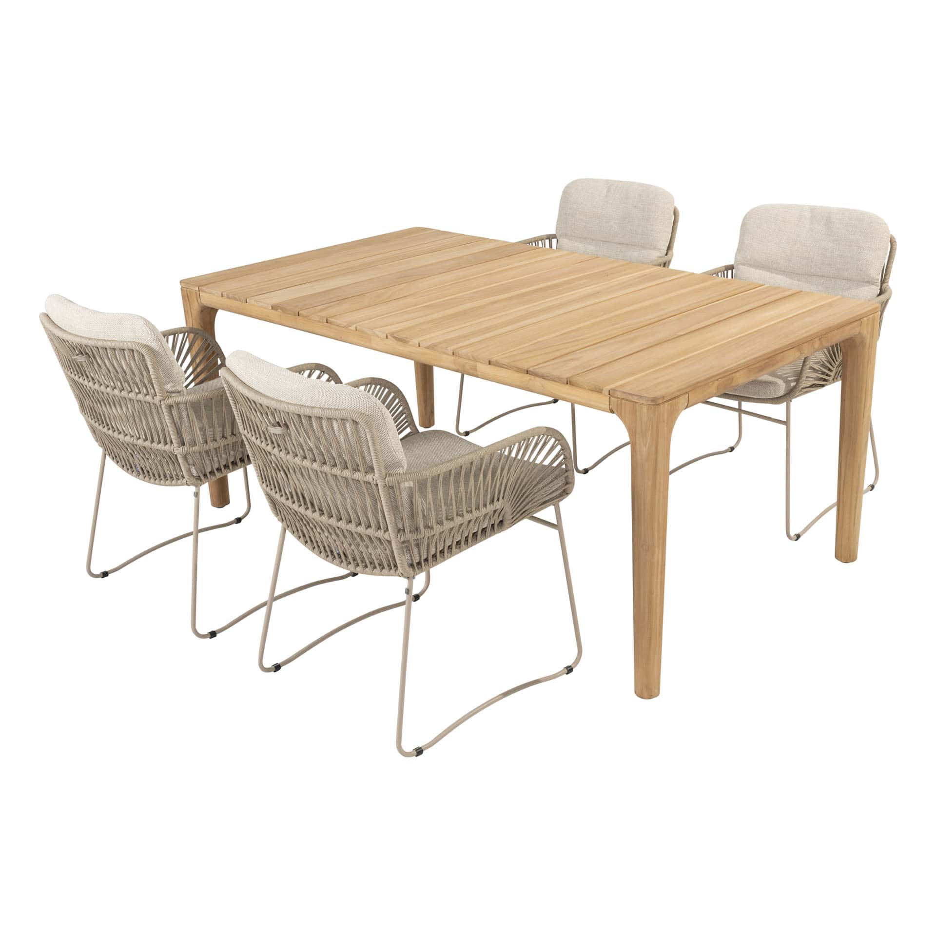 4 Seasons Outdoor Murcia dining latte + Taste 4SO Liam teak tafel 180 cm