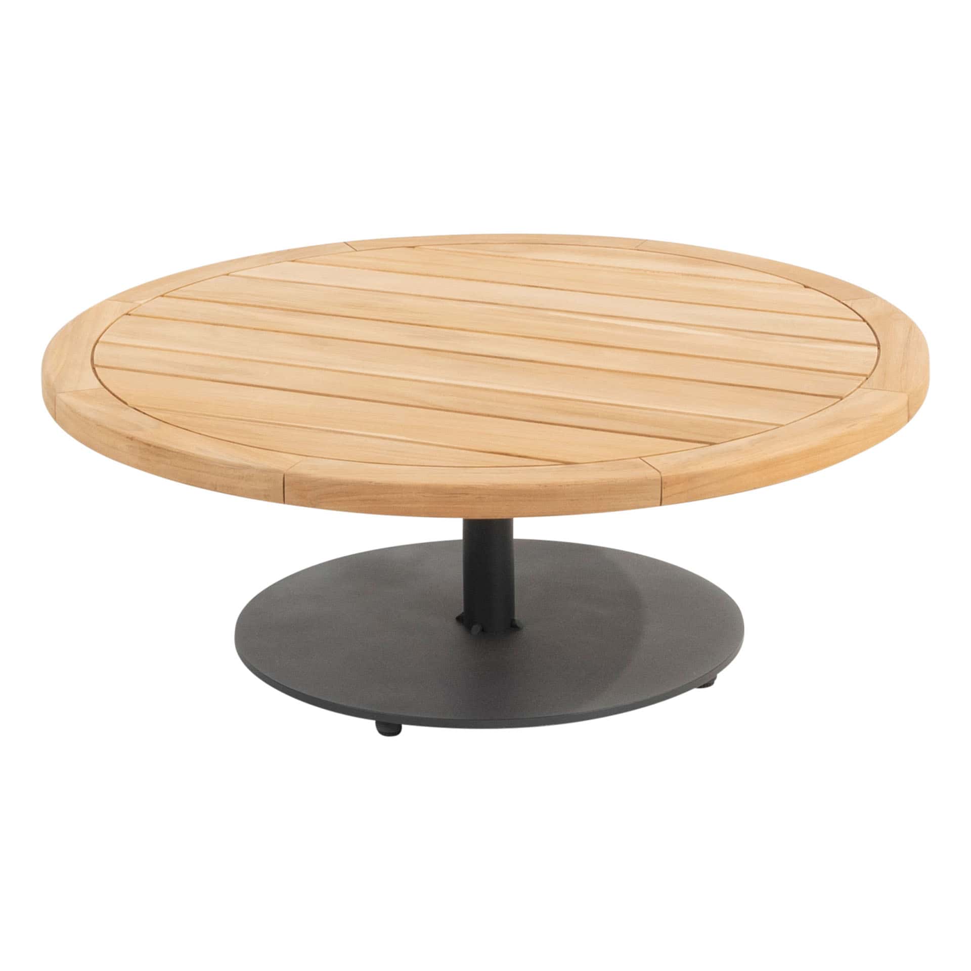 4 Seasons Outdoor Volta teak salontafel centrale poot antraciet 80 cm. Ø (H 30)