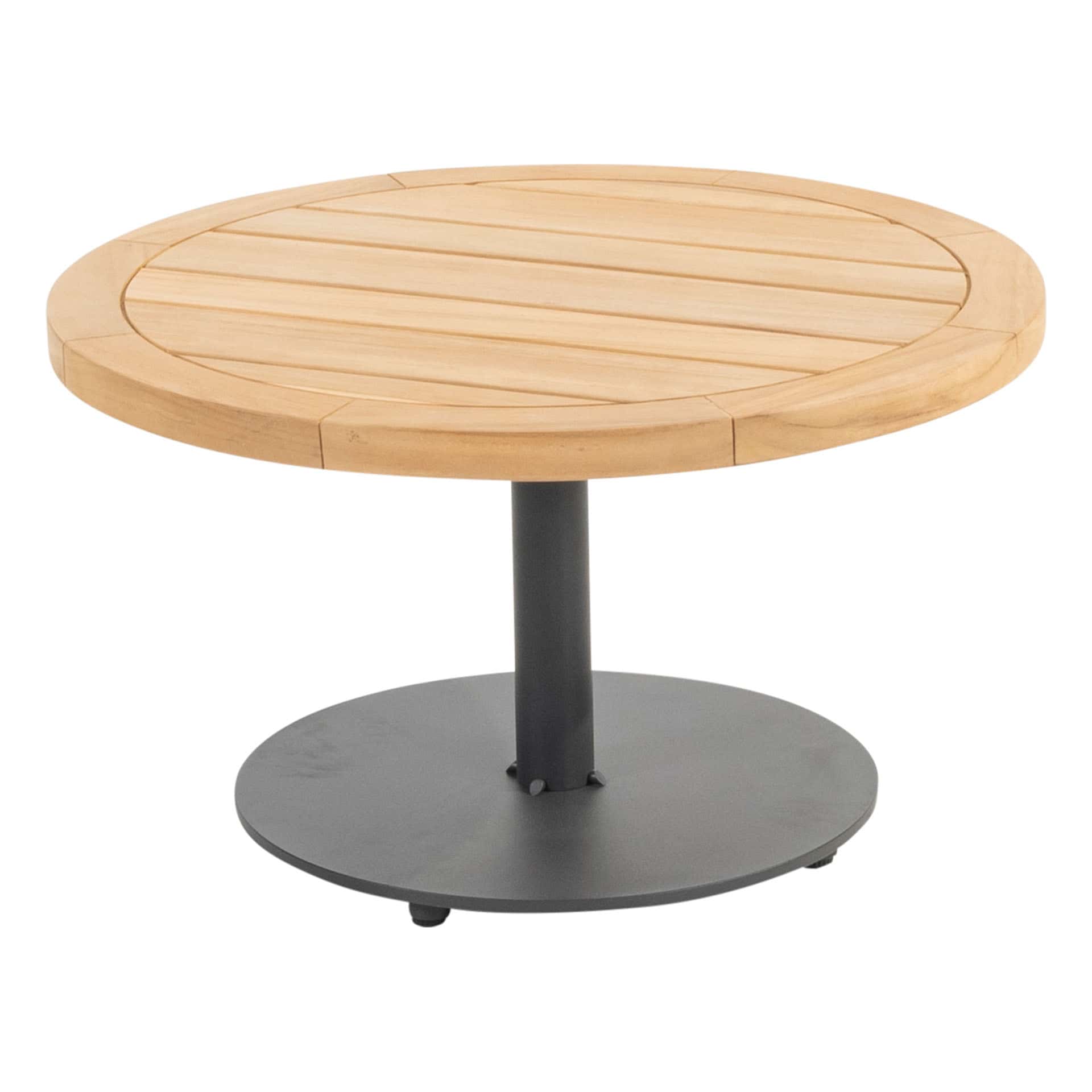 4 Seasons Outdoor Volta teak salontafel centrale poot antraciet 60 cm. Ø (H 35)