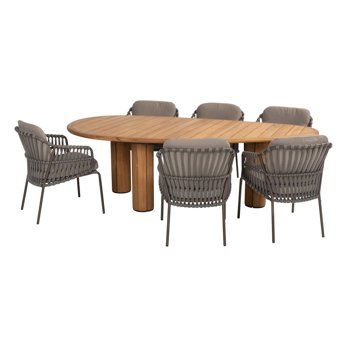 4 Seasons Outdoor Capalbio dining stoel + Taste 4SO Corsica tafel kiezel-vorm teak 240 cm