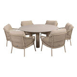 4 Seasons Outdoor Sardinia low dining stoel + Taste 4SO Donato low dining tafel 160 cm Ø latte