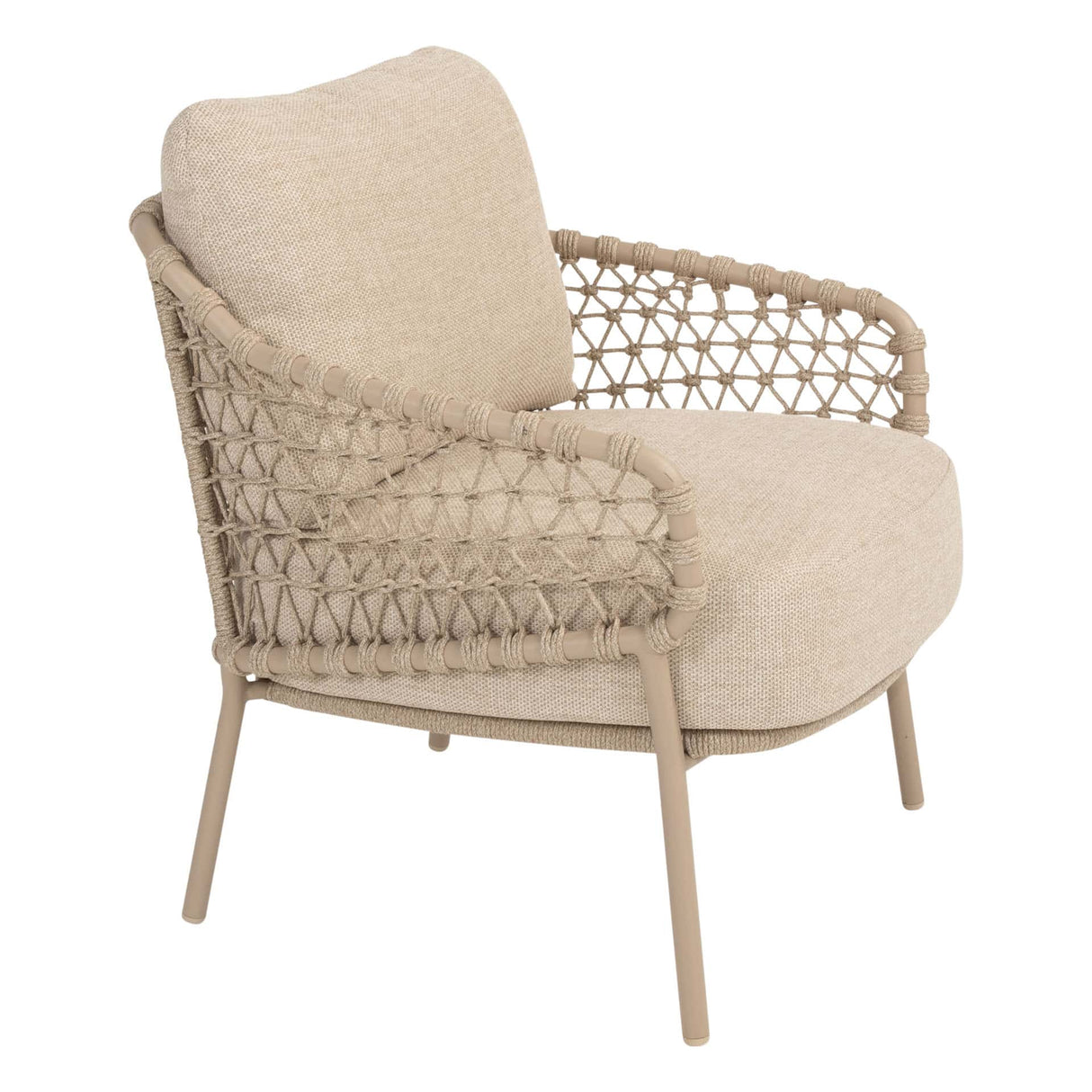 4 Seasons Outdoor Sardinia low dining stoel + Taste 4SO Donato low dining tafel 160 cm Ø latte