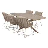 4 Seasons Outdoor Fabrice dining stoel latte + Taste 4SO Prado tafel met keramisch tafelblad barrel latte 240 cm