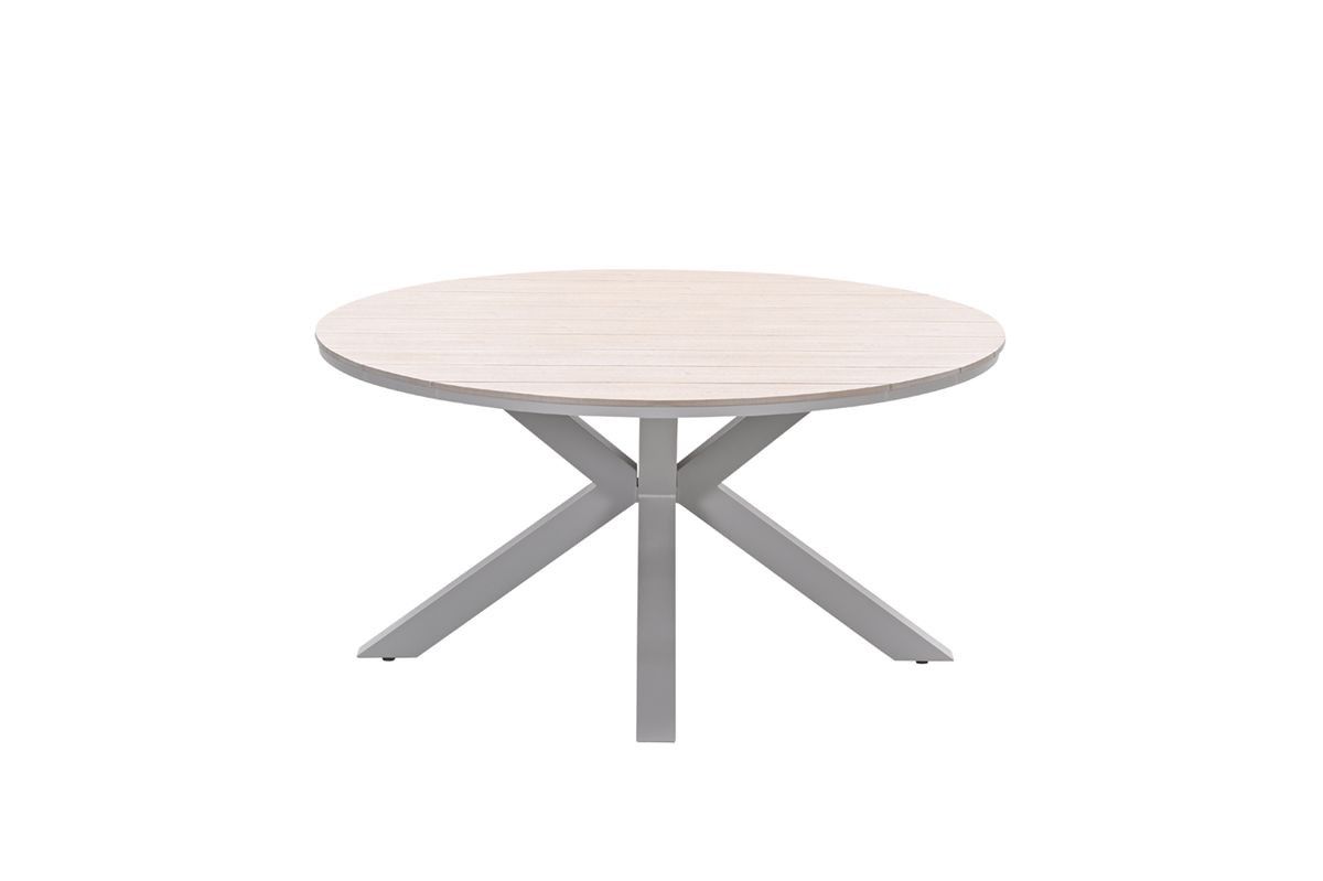 Garden Impressions Edison dining tafel 148cm rond light teak polywood, carbon black frame