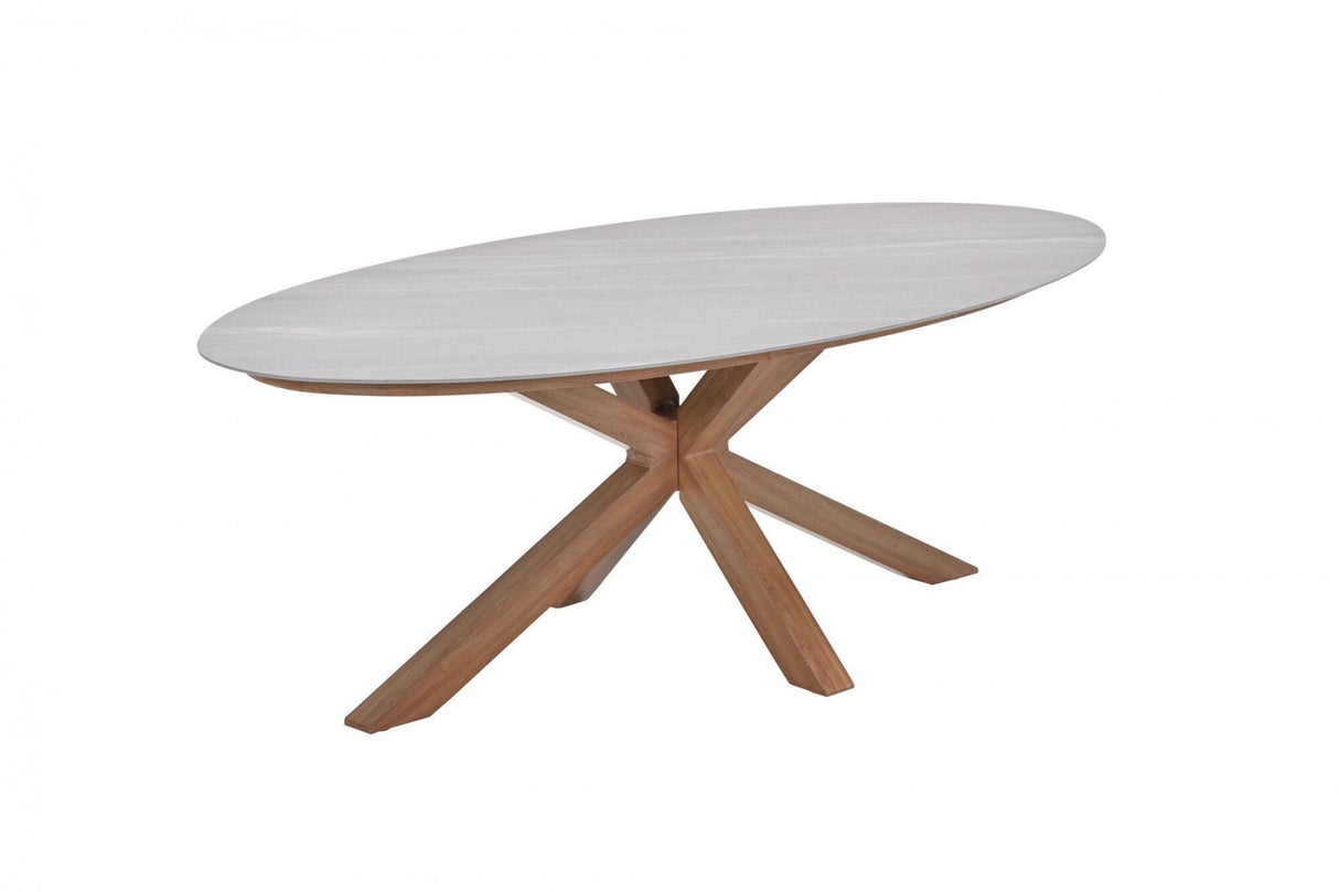 Garden Impressions Scotland tafel 230x115cm ovaal Napoli sand centostone, light teak look frame