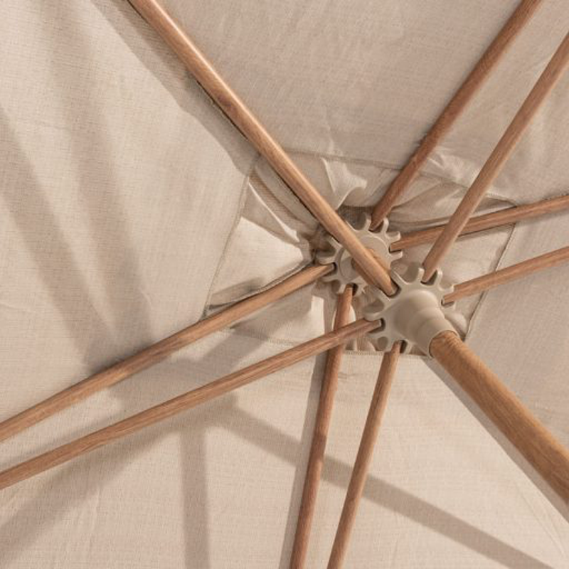 4 Seasons Outdoor Azzurro Ø300cm zand met houtlook frame stokparasol