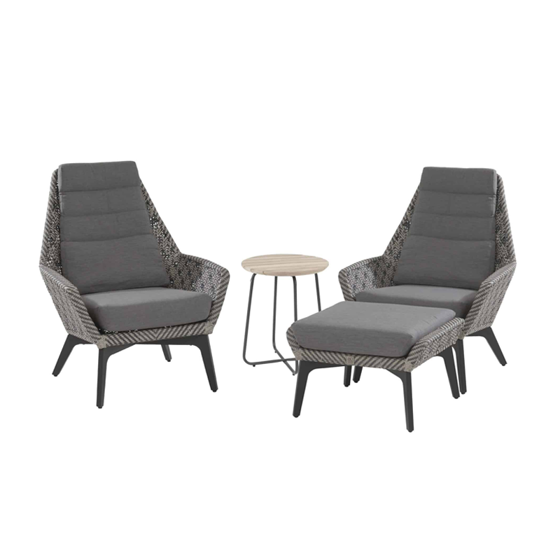 4 Seasons Outdoor Savoy bistro loungeset + voetenbank + Axel bijzettafel 45 Ø cm