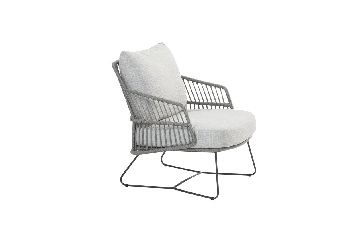 4 Seasons Outdoor Sempre loungestoel antraciet silvergrijs met 2 kussens