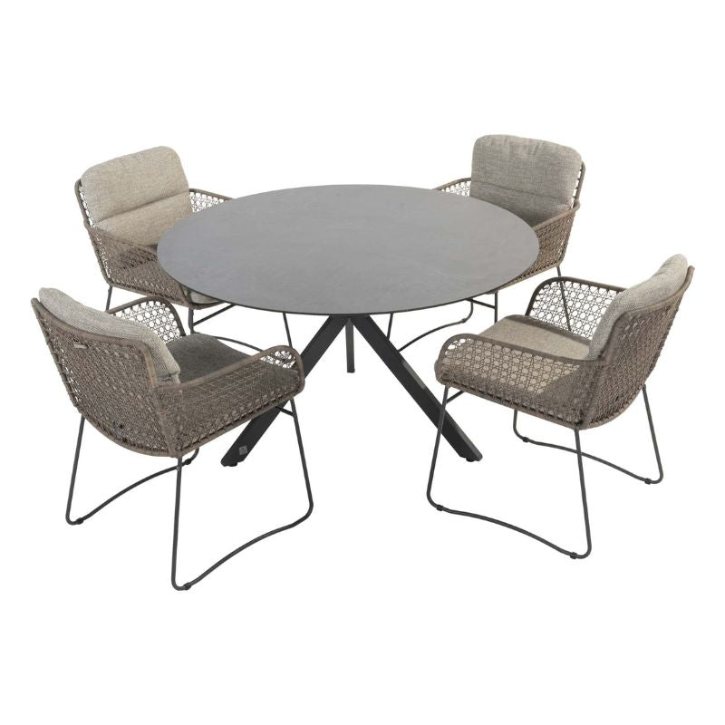 4 Seasons Outdoor Aprilla dining pure + Locarno tafel HPL slate antraciet 130 Ø cm