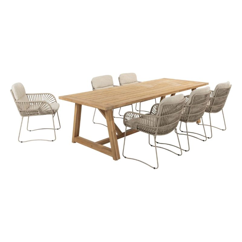 4 Seasons Outdoor Murcia dining latte + Taste 4SO Noah teak tafel 260 cm