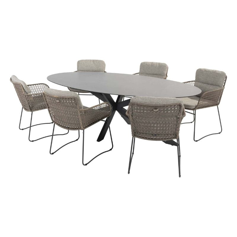 4 Seasons Outdoor Aprilla dining pure + Privada tafel ovaal HPL blad 240 cm