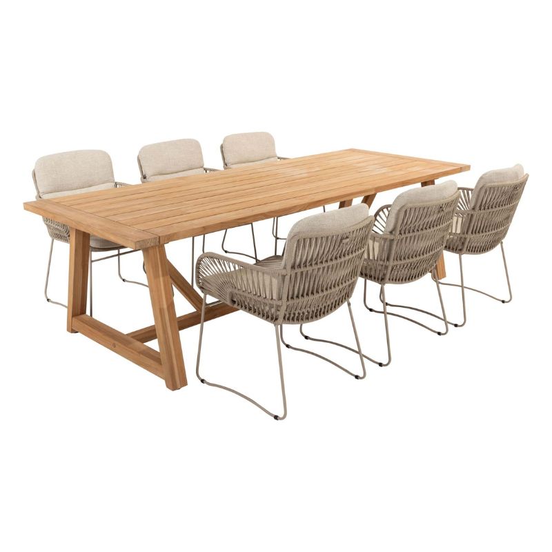 4 Seasons Outdoor Murcia dining latte + Taste 4SO Noah teak tafel 260 cm