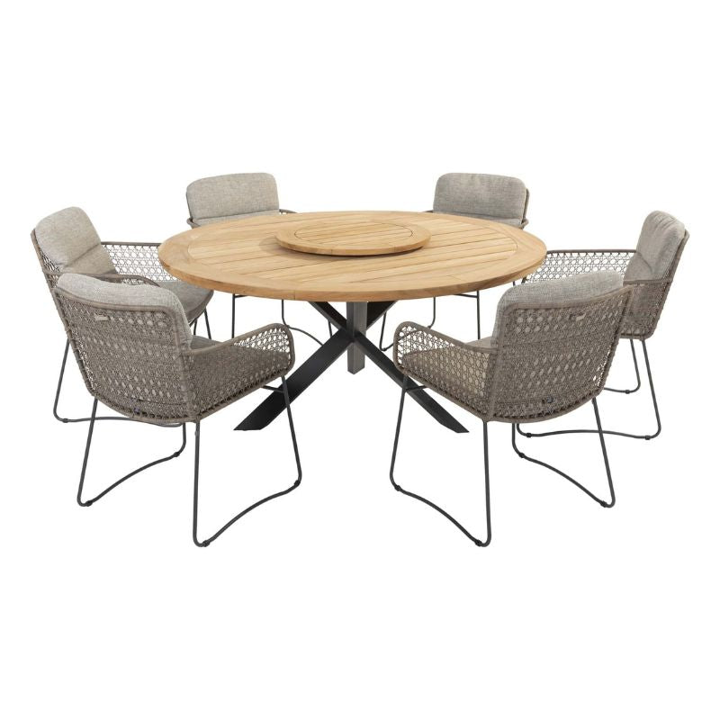 4 Seasons Outdoor Aprilla dining pure + Taste 4SO Prado teak tafel 160 Ø cm