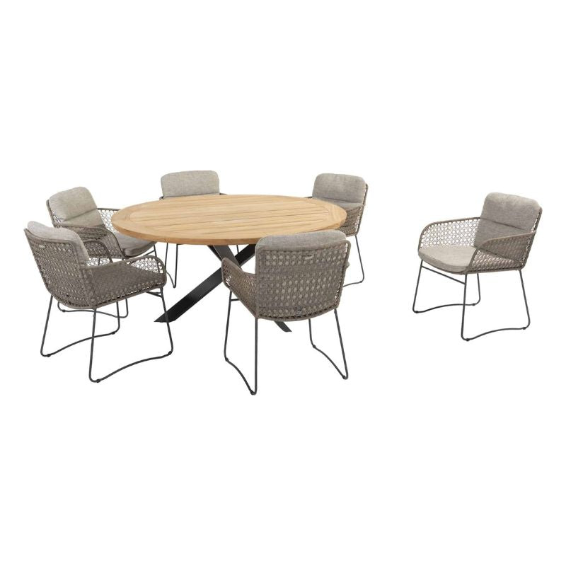 4 Seasons Outdoor Aprilla dining pure + Taste 4SO Prado teak tafel 160 Ø cm