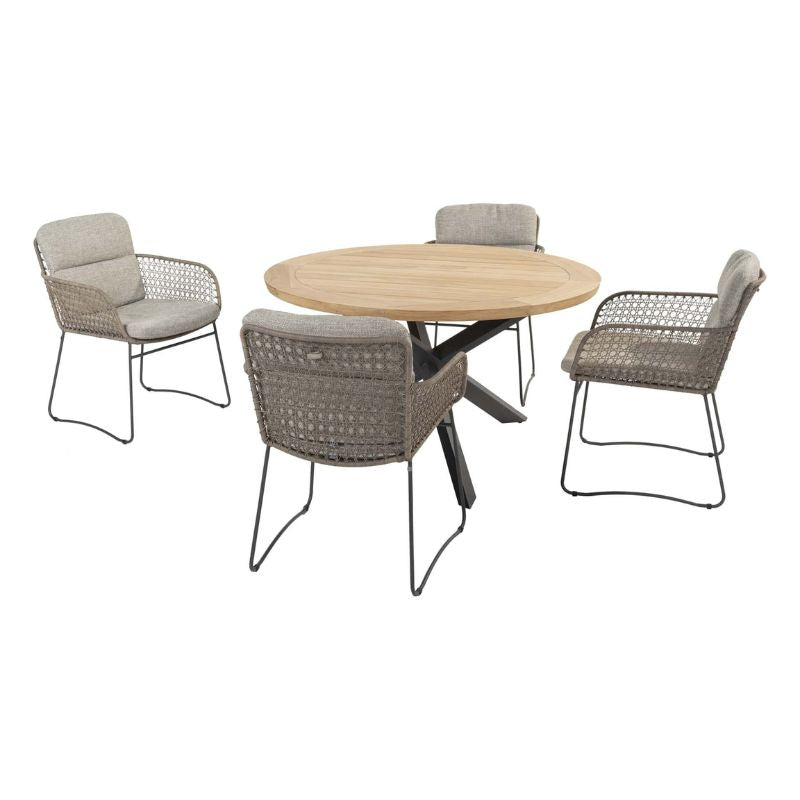 4 Seasons Outdoor Aprilla dining pure + Taste 4SO Prado teak tafel 130 Ø cm