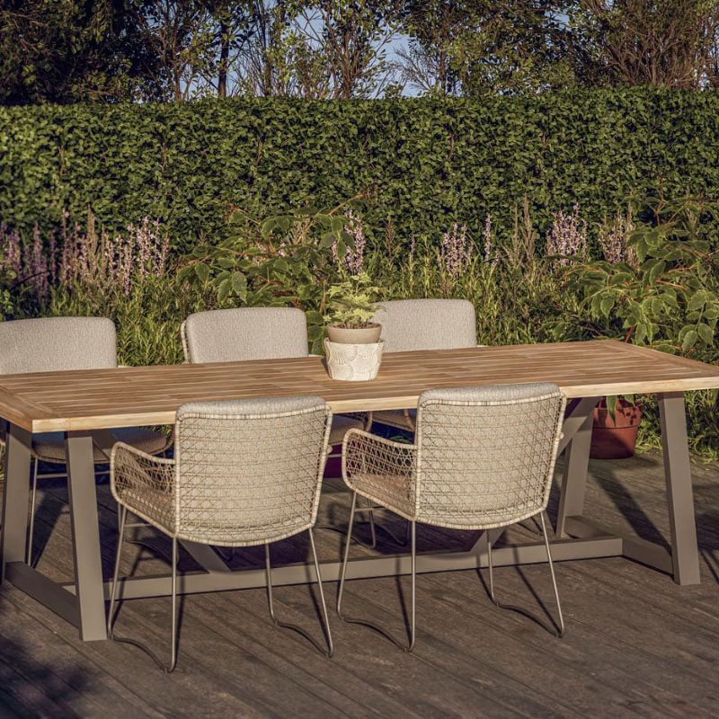 4 Seasons Outdoor Aprilla dining pure + Taste 4SO Noah teak tafel antraciet onderstel 260 cm