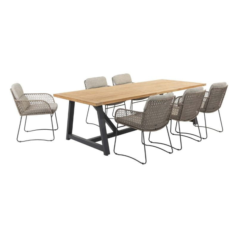 4 Seasons Outdoor Aprilla dining pure + Taste 4SO Noah teak tafel antraciet onderstel 260 cm