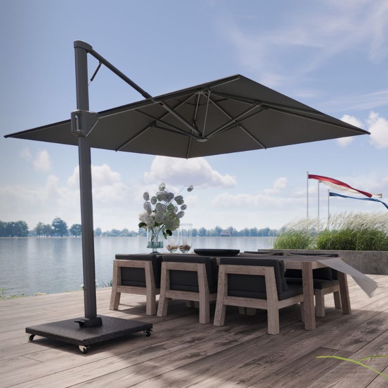 Platinum zweefparasol Beaufort premium 320x320 antraciet frame Manhattan doek