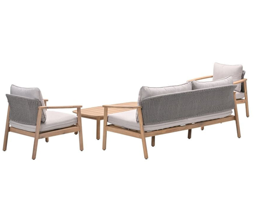 Garden Impressions Eclipse loungeset 4 dlg. acasia white wash-rope taupe/grey sand