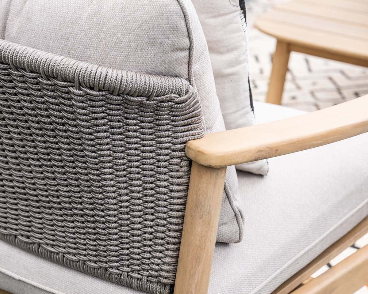 Garden Impressions Eclipse loungeset 4 dlg. acasia white wash-rope taupe/grey sand