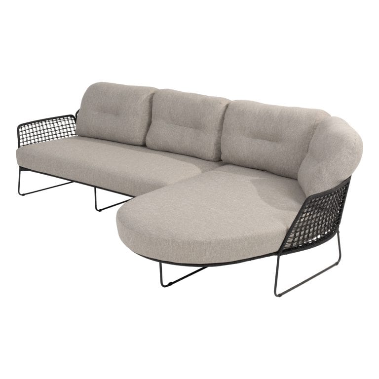 Taste 4SO Rhodos modulaire 2-zits lounge bank, armleuning rechts incl. 3 kussens + modulair chaise longue element links incl. 3 kussens
