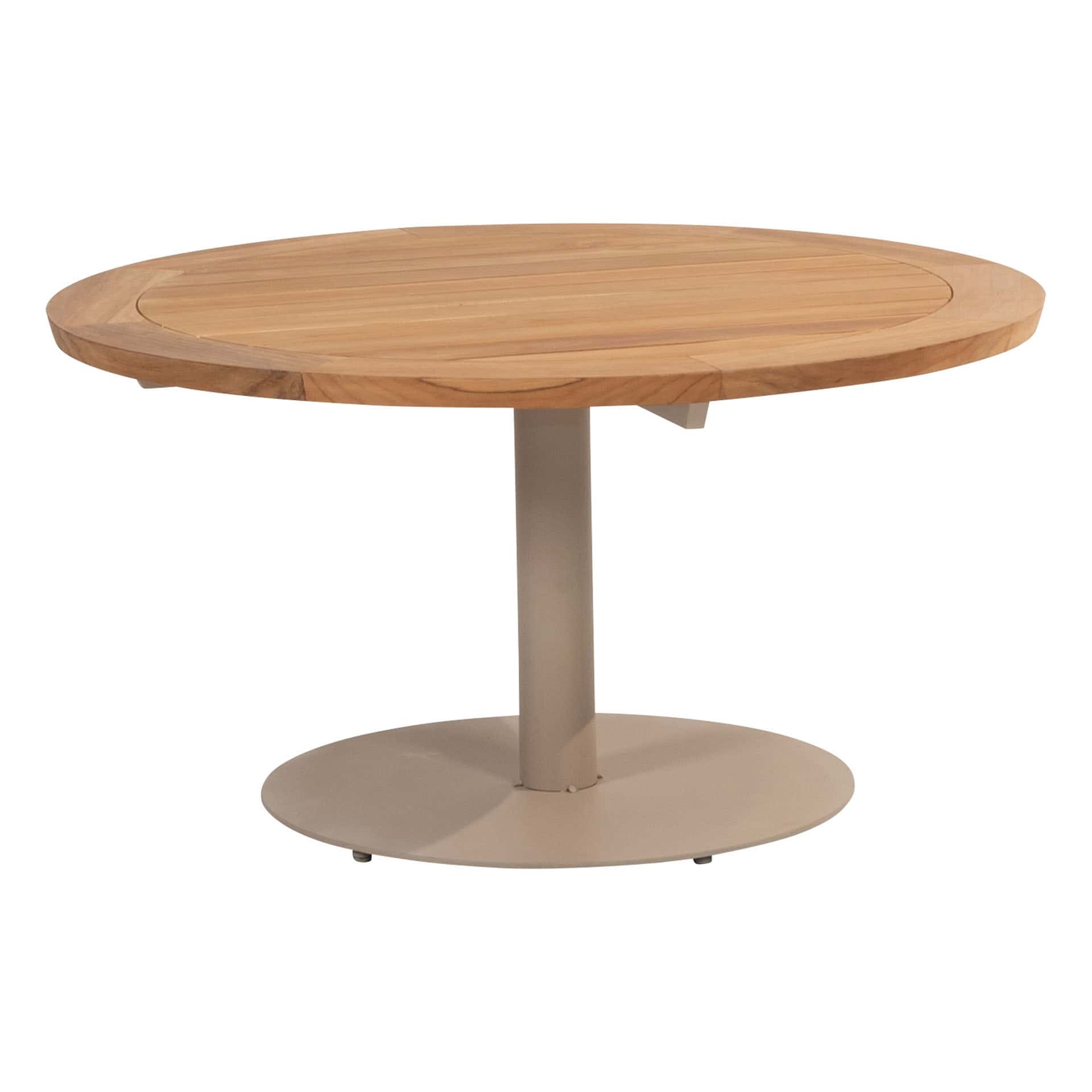 Taste 4SO Saba low dining teak tafel 130 Ø cm met latte onderstel