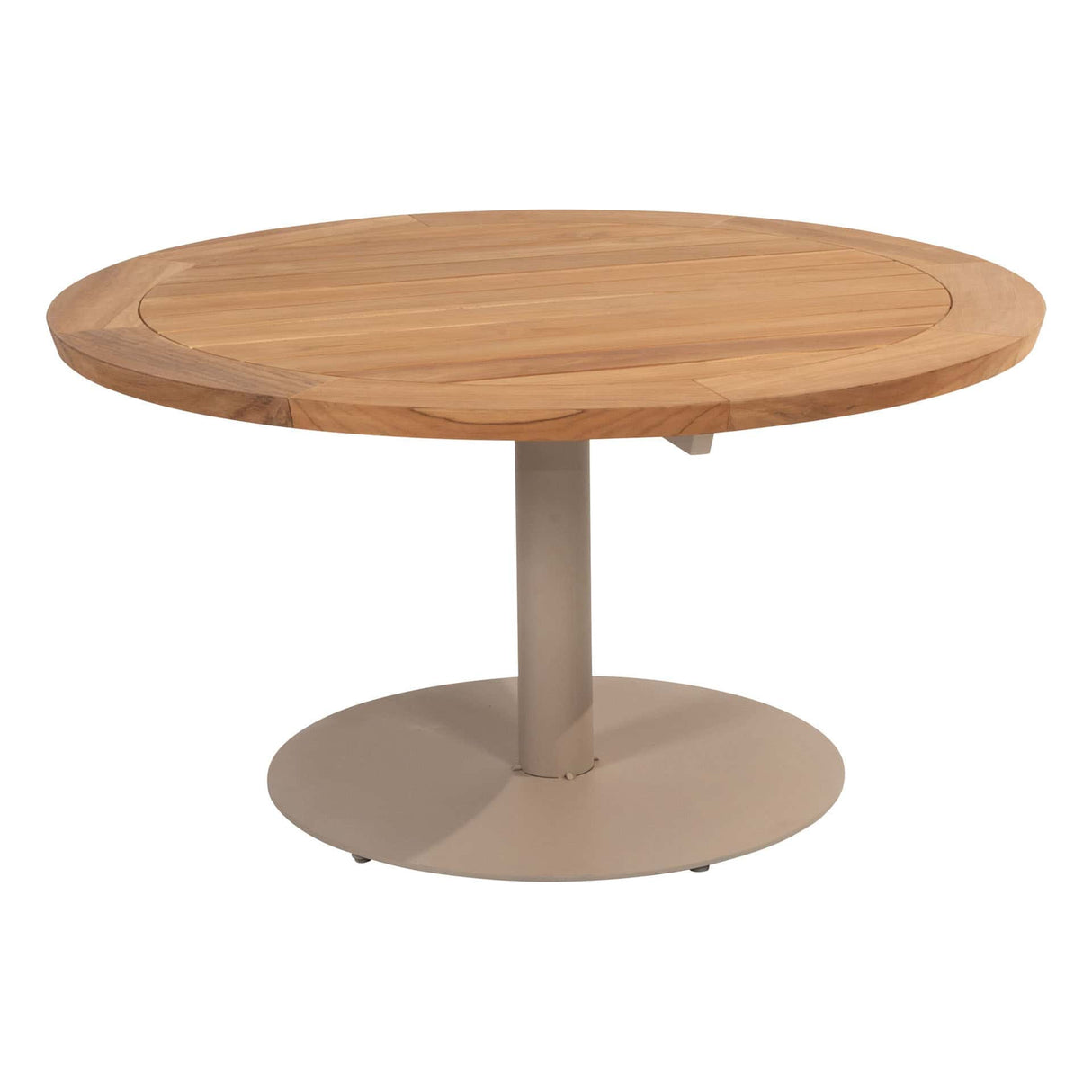 Taste 4SO Puglia low dining stoel + Saba low dining teak tafel 130 Ø cm latte