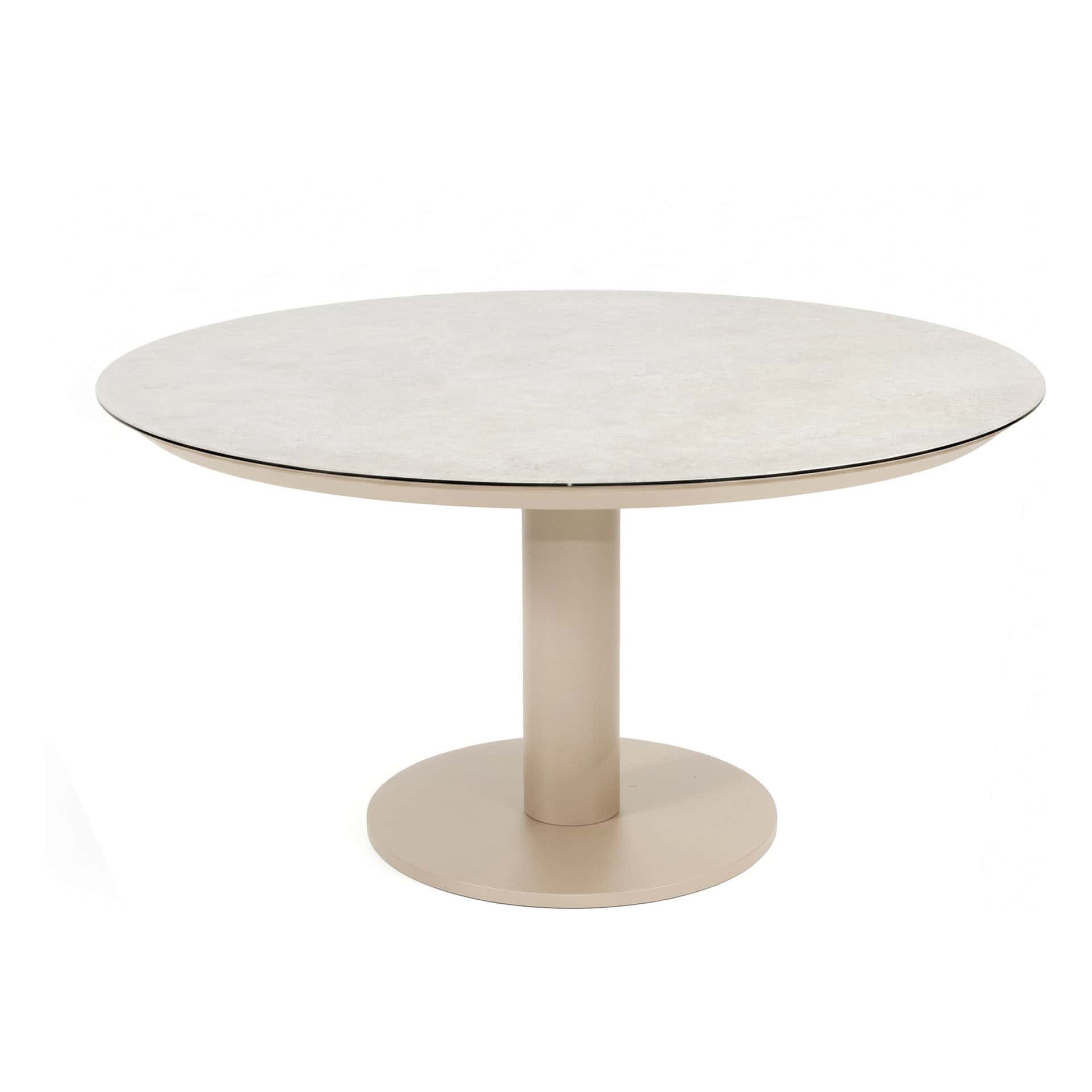 Taste 4SO Sarah low dining tafel latte met printed keramiek top 130 cm Ø