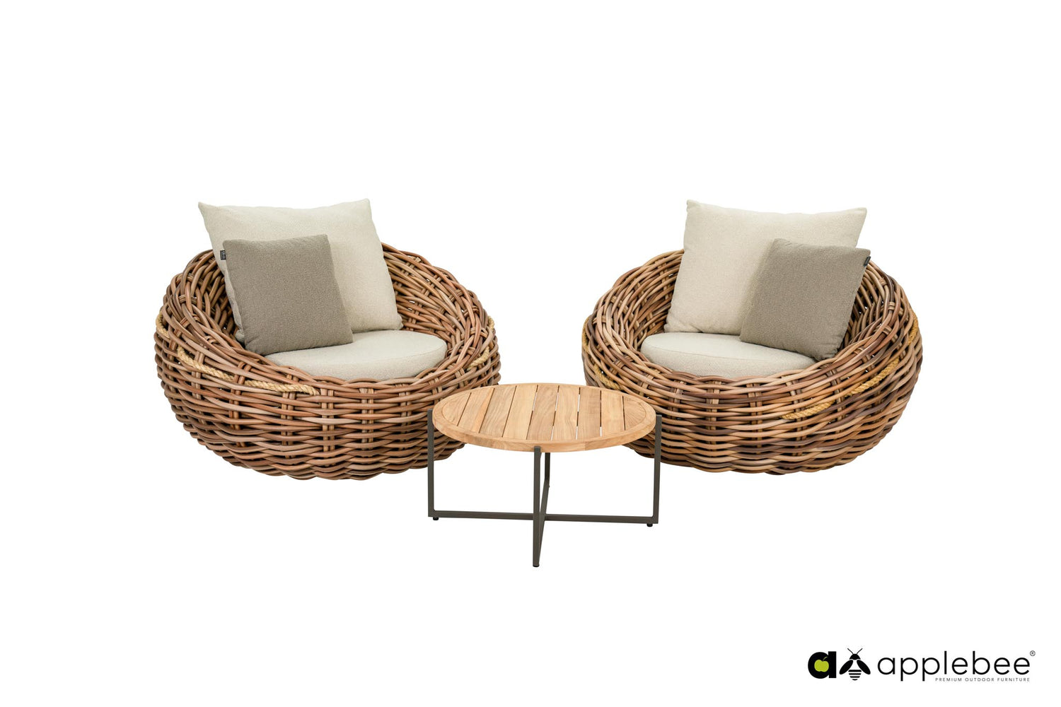 Apple Bee Cocoon lounge stoel 130cm Mocca-Boucle Creme