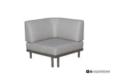 Applebee Maui corner chair, frame alu Taupe, rope Mid Grey, Bee Wett cushions Smoked Grey