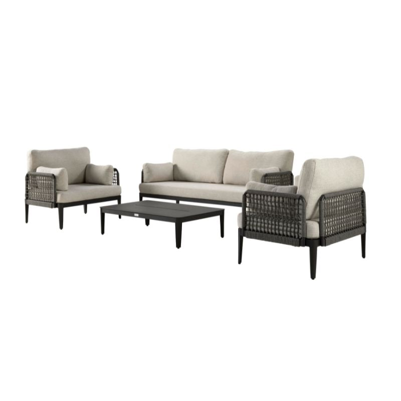 Callisto Nikiti lounge set 4 delig 2x lounge stoel 94x77 1x bank 200x77 1x coffee tafel 120x70x30h