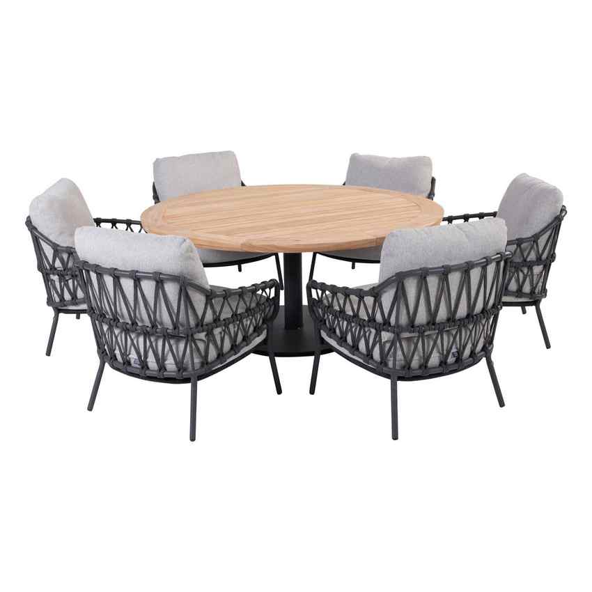 4Seasons Outdoor 7-Delige Low dining set Calpi + Taste Saba tafel Ø160cm Teak /Antraciet