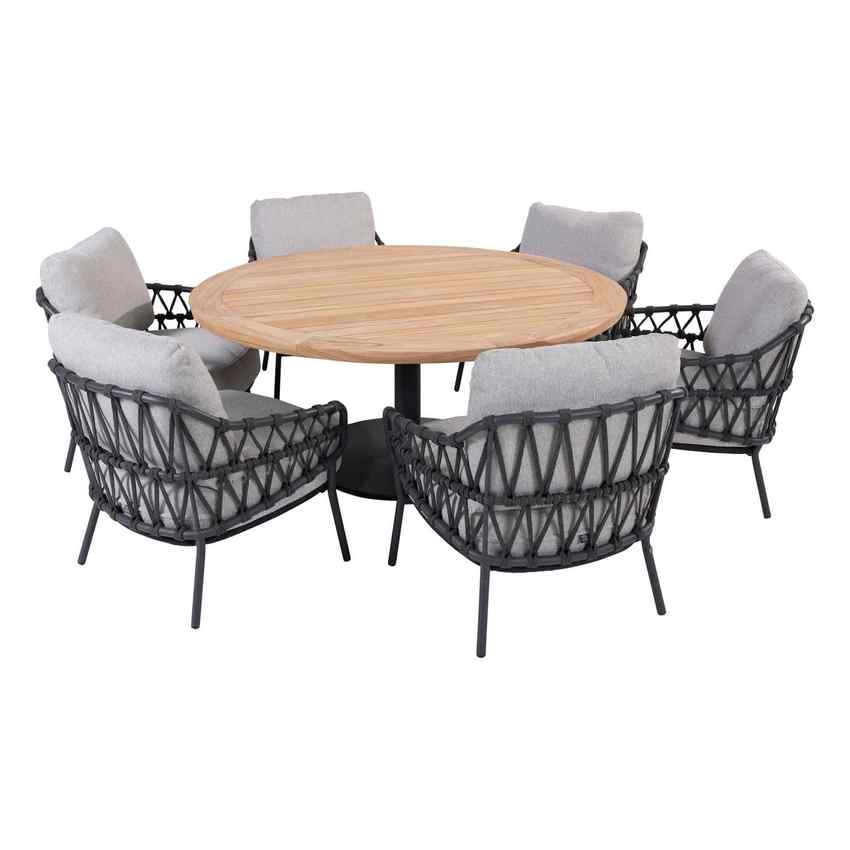 4Seasons Outdoor 7-Delige Low dining set Calpi + Taste Saba tafel Ø160cm Teak /Antraciet