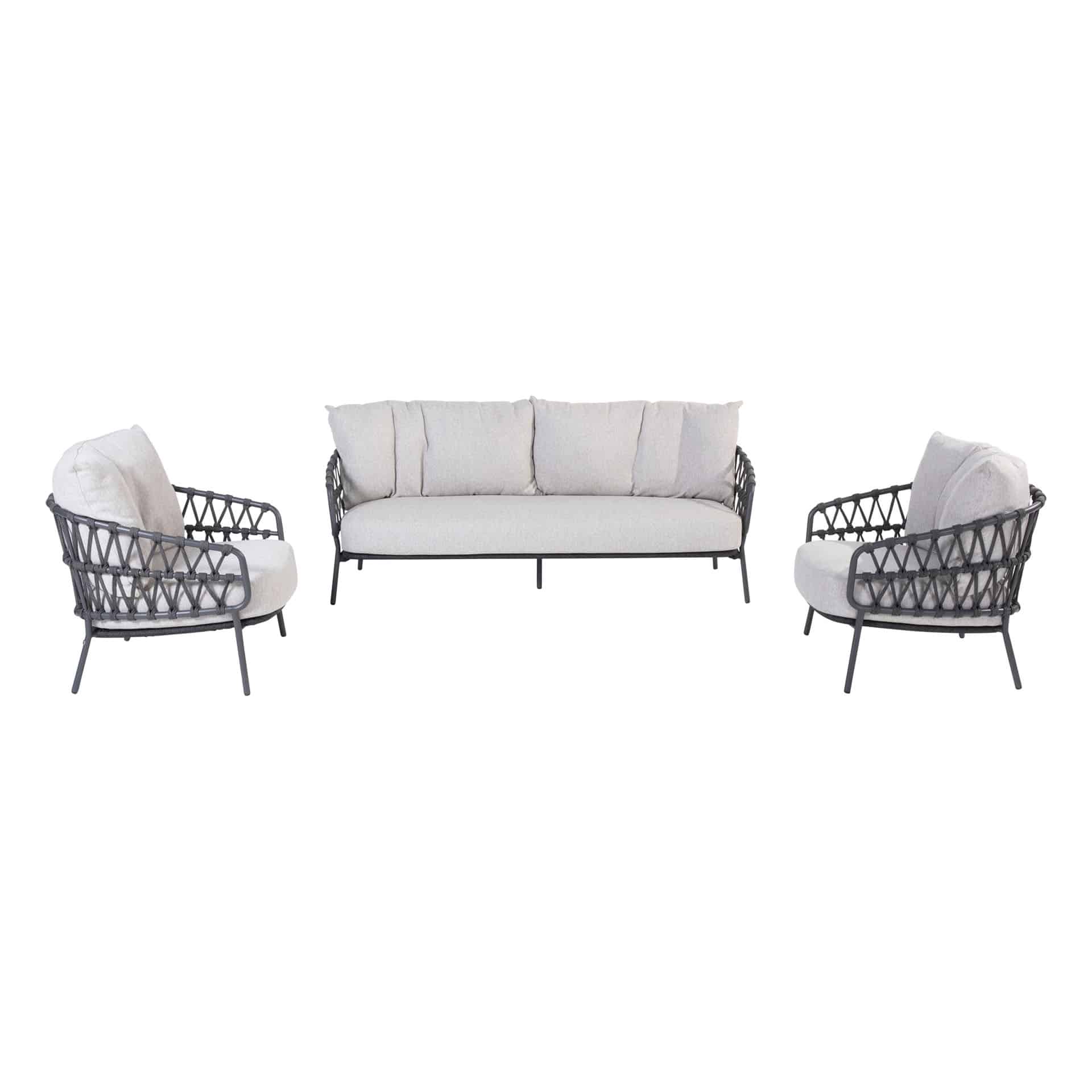 4Seasons Outdoor 3-delige Calpi Sofa Lounge set Antraciet/Licht Grijs