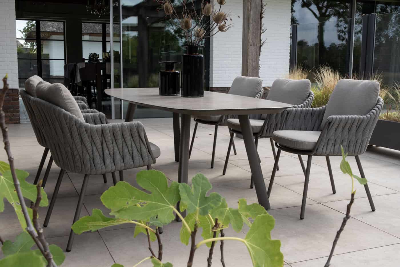 Taste 4SO Manolo eettafel terre met printed keramiek top 240 x 103 cm