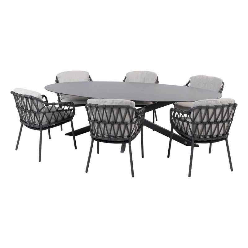 4Seasons Outdoor 7-Delige dining set Calpi + Privada ovale tafel met HPL met onderstel