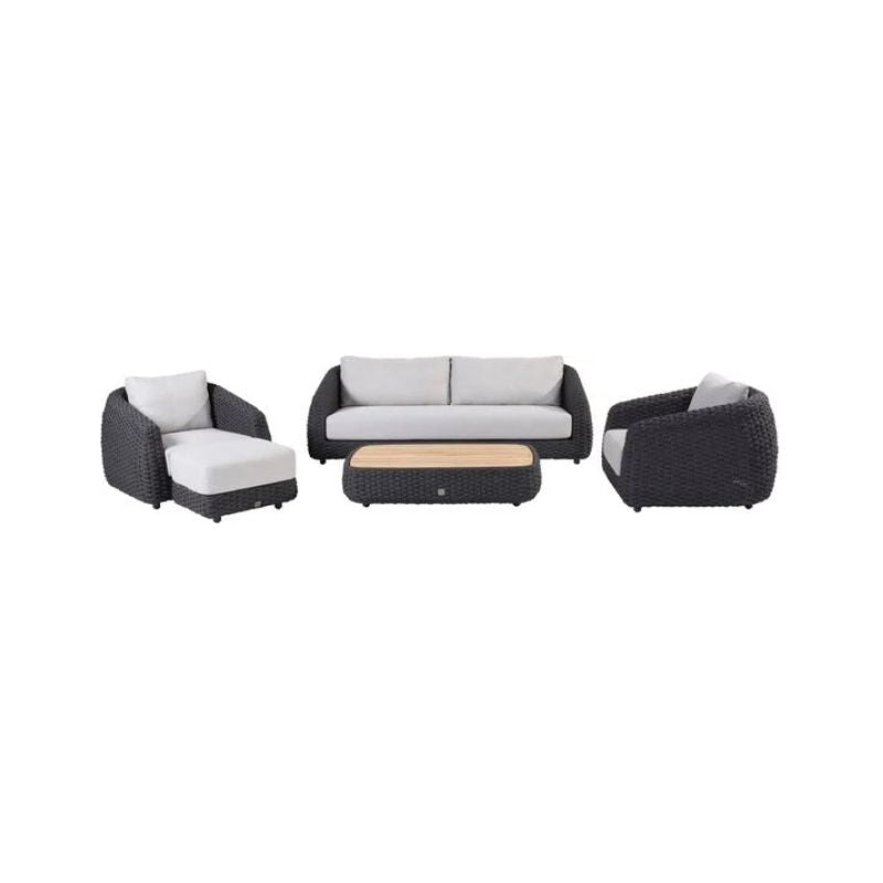 4 Seasons Outdoor Saint Tropez stoel bank loungeset 5 delig antraciet wicker