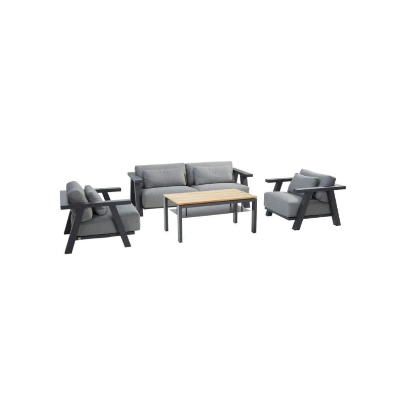 4 Seasons Outdoor Iconic living set 4 delig 2x fauteuil 1x bank 1x Forza hoge koffie tafel 120x70x55