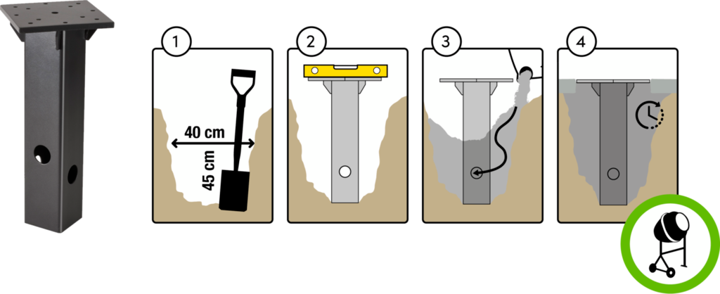 Platinum in-ground base XL concrete antraciet