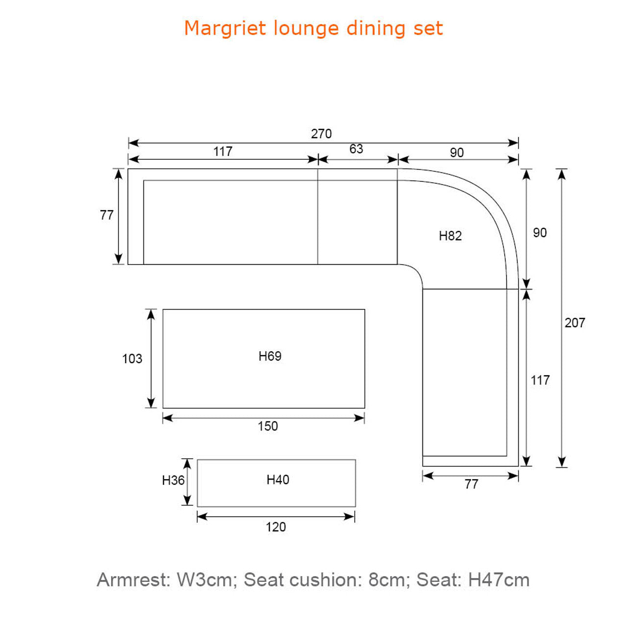 Garden Impressions Margriet lounge-diningset 6-delig black rotan, mint groene kussens, carbon black frame