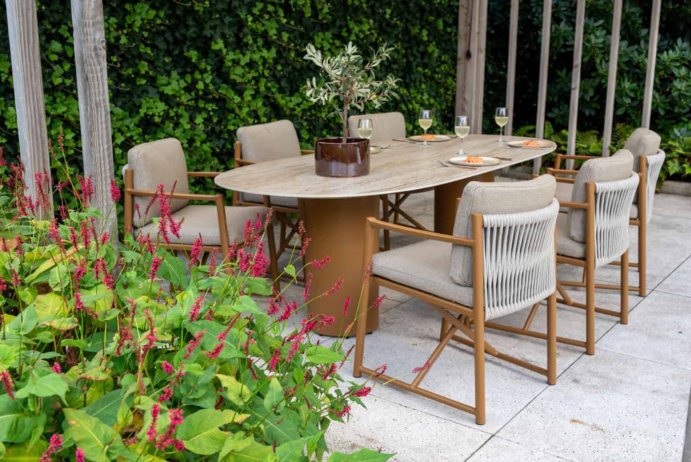 4 Seasons Outdoor Colorado eettafel keramisch travertin blad 240×105 cm