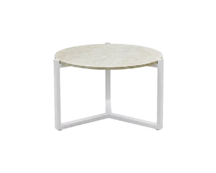 Applebee Monaco coffee table dia. 60x41h cm, base alu Oyster, top HPMS Cream