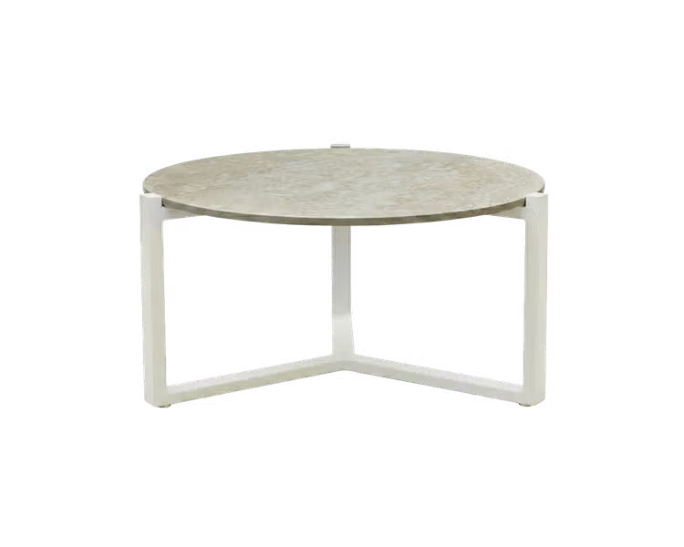 Applebee Monaco coffee table dia. 75x34h cm, base alu Oyster, top HPMS Cream