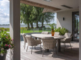 4 Seasons Outdoor Montera dining + Arizona tafel keramisch blad kiezel-vorm