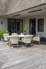 4 Seasons Outdoor Montera dining + Arizona tafel keramisch blad kiezel-vorm