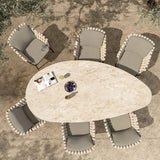 4 Seasons Outdoor Montera dining + Arizona tafel keramisch blad kiezel-vorm