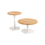 4 Seasons Outdoor Volta teak bijzettafel centrale poot wit 45 cm. Ø (H 55)