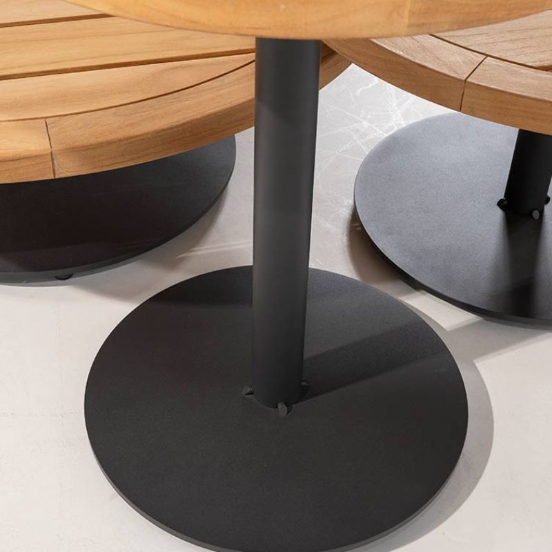 4 Seasons Outdoor Volta teak bijzettafel centrale poot antraciet 45 cm. Ø (H 55)