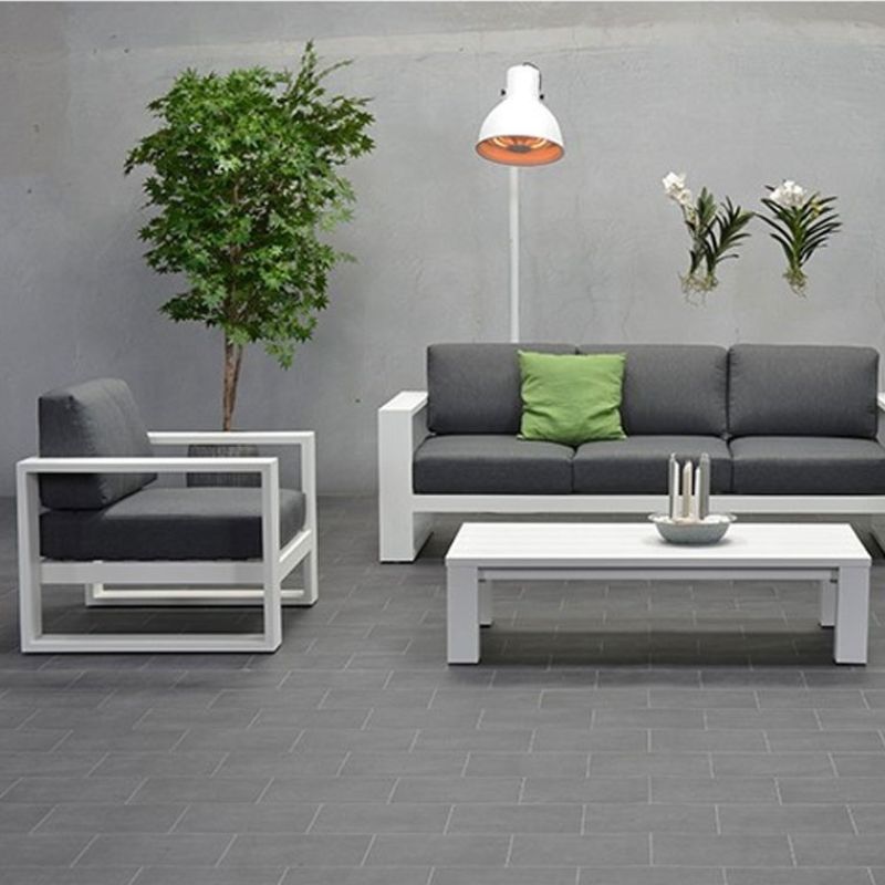 Garden Impressions Cube lounge set 4-delig wit 2x fauteuil 1x bank 230cm 1x salontafel 140x72 mat wit