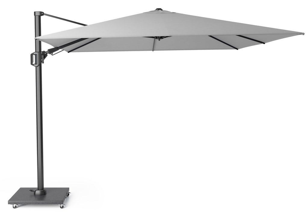 Platinum zweefparasol Challenger T² 300x300 antraciet frame licht grijs doek